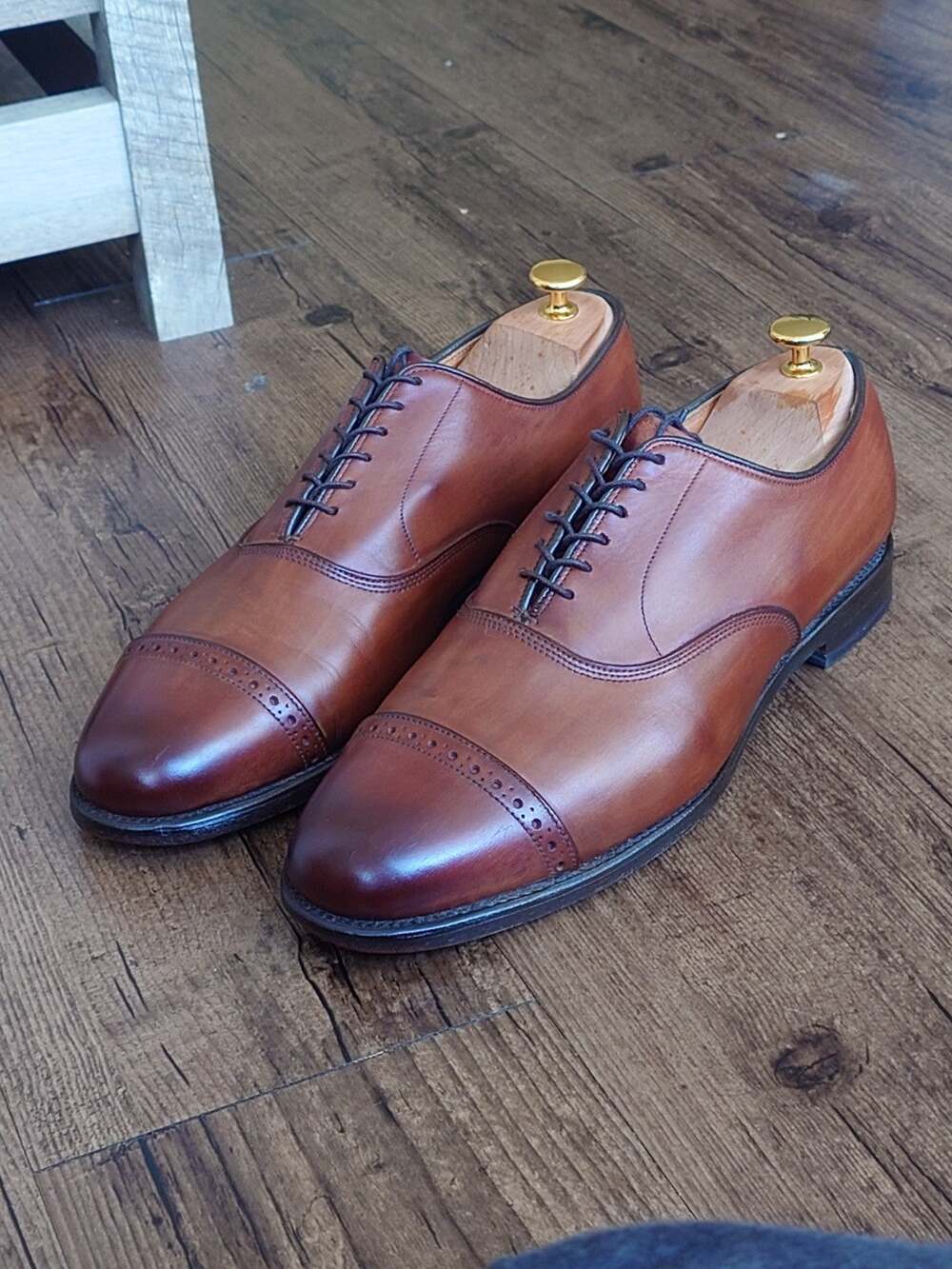 Allen Edmonds Byron 10D Medium Brown Oxford Captoe Dress Shoes